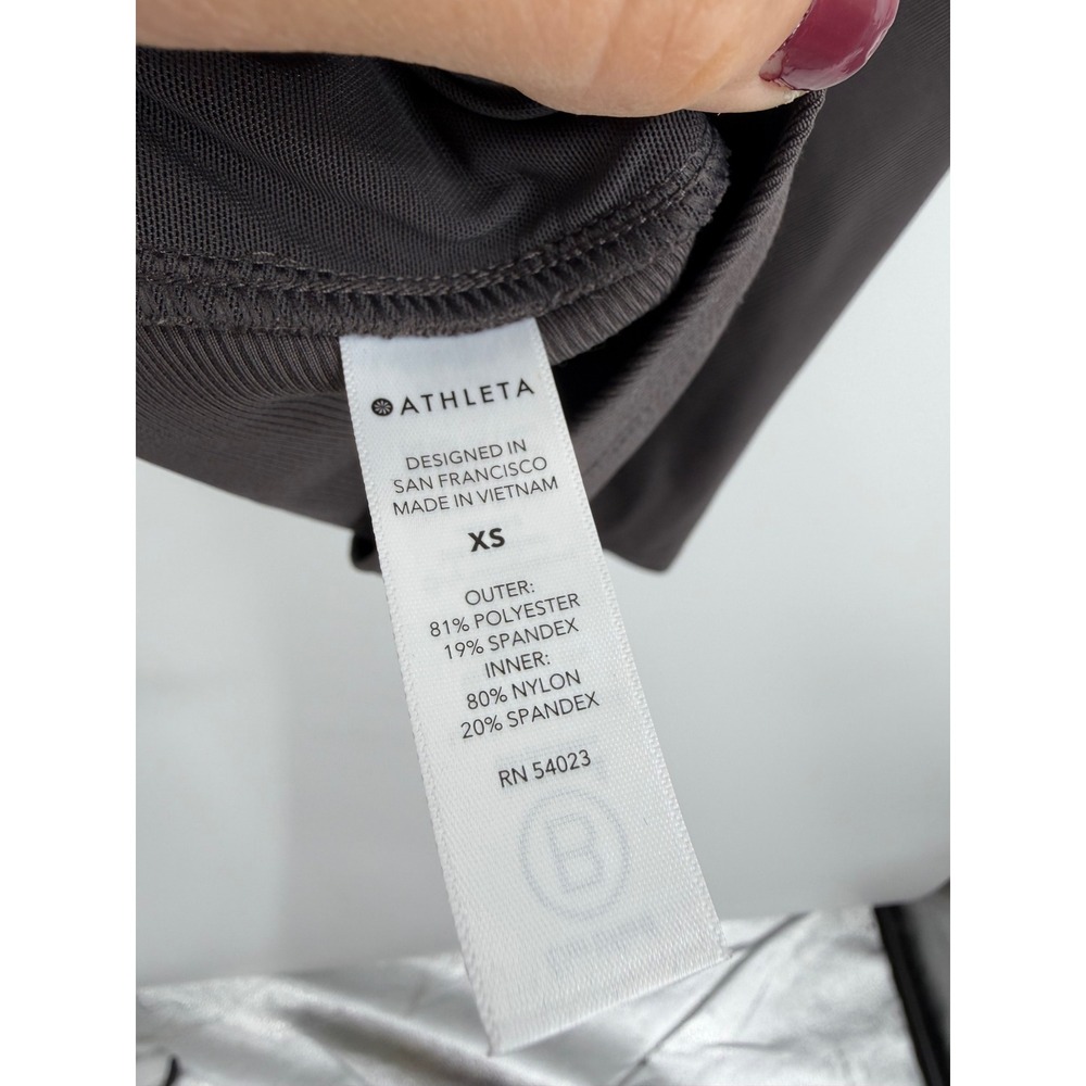 Athleta Bayview Tank Top XS Brown Ribbed Ruched Mock Neck Powervita Sleeveless - Picture 4 of 7